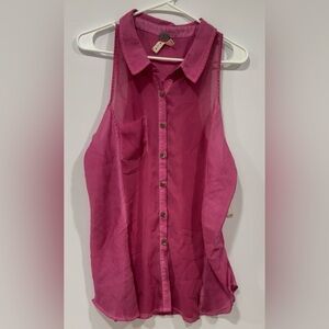 We The Free Fuchsia Button-Up Blouse